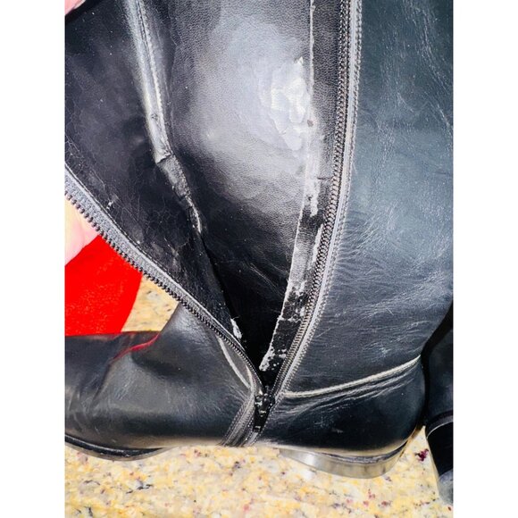 Alfani Women 9.5 Black Leather Knee-High Preppy Money Boot Studded Equestrian - Picture 10 of 10